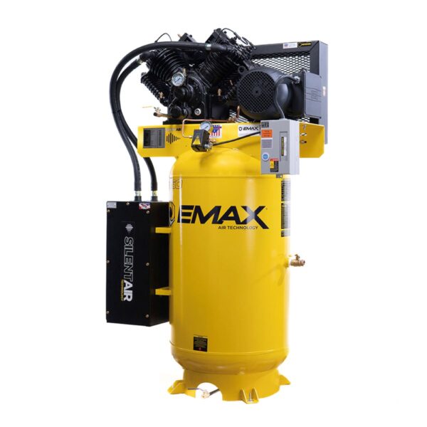 ES07V080V1 - EMAX 7.5 HP 1-Phase 2 Stage 80 gal.With Pressure Lube Pump&Silencer Kit for 5-10hp